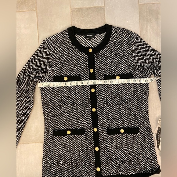 ME+EM Wool Blend Chevron Jacket Black & White Size Medium - Picture 8 of 8